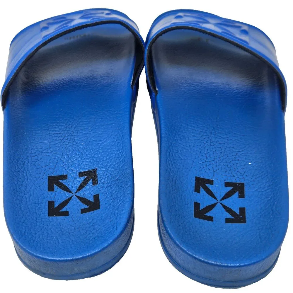 OFF-WHITE Virgil Abloh Rubber Sandals Arrow Pool Sliders Blue Size 40